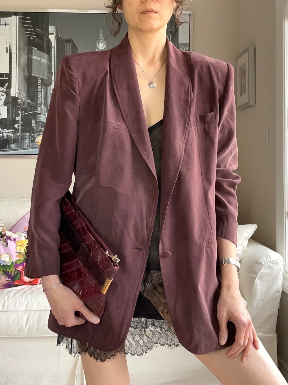 100%silk brown blazer